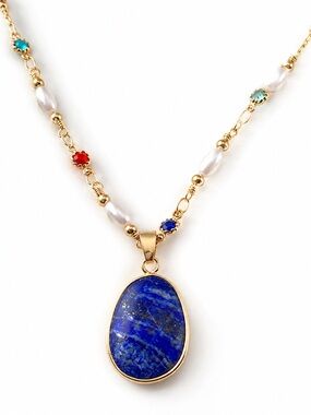 Genuine Lapis Lazuli Wisdom Gold Plated Healing Crystal Pendant Necklace

Elegan